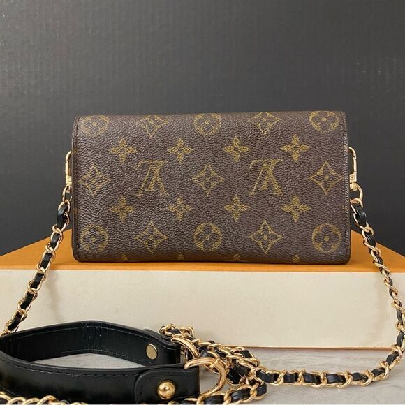 Louis Vuitton Monogram Trifold Wallet to Shoulder Crossbody Bag 💼 LT04 - Picture 5 of 14